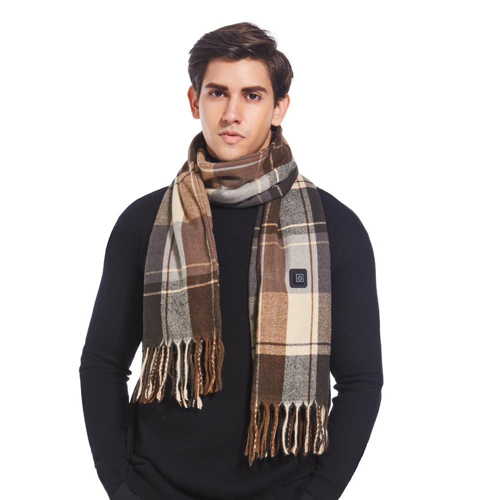 Heated Scarf WJ001 Line brown Grid B
