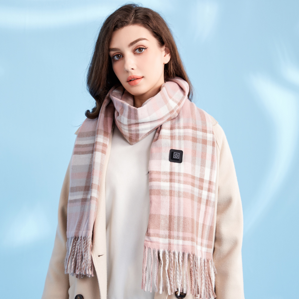 heated scarf WJ001 light pink grid